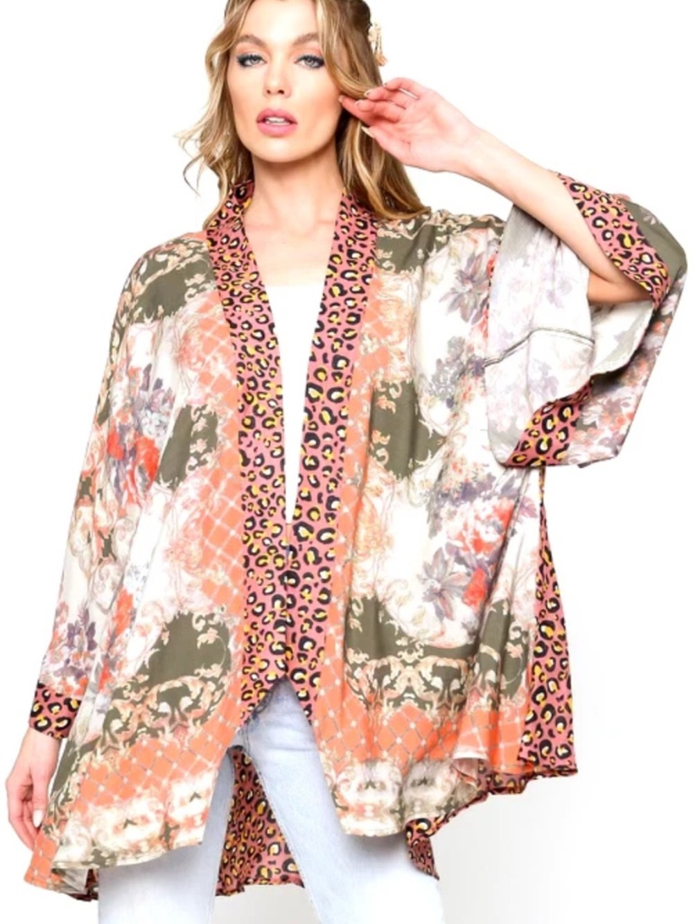 Aratta Silent Journey abstract animal print kimono NWT L/XL